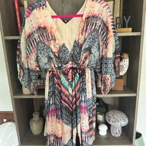 Lavender Brown Pink and Orange Dress